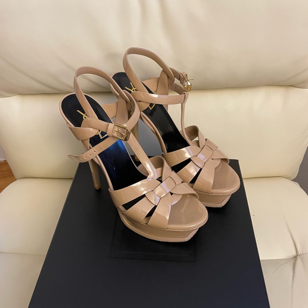 YSL nude platform heels 37.5